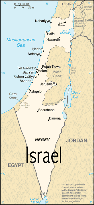 Mapa de Israel - Impresin para una lectura fciling.